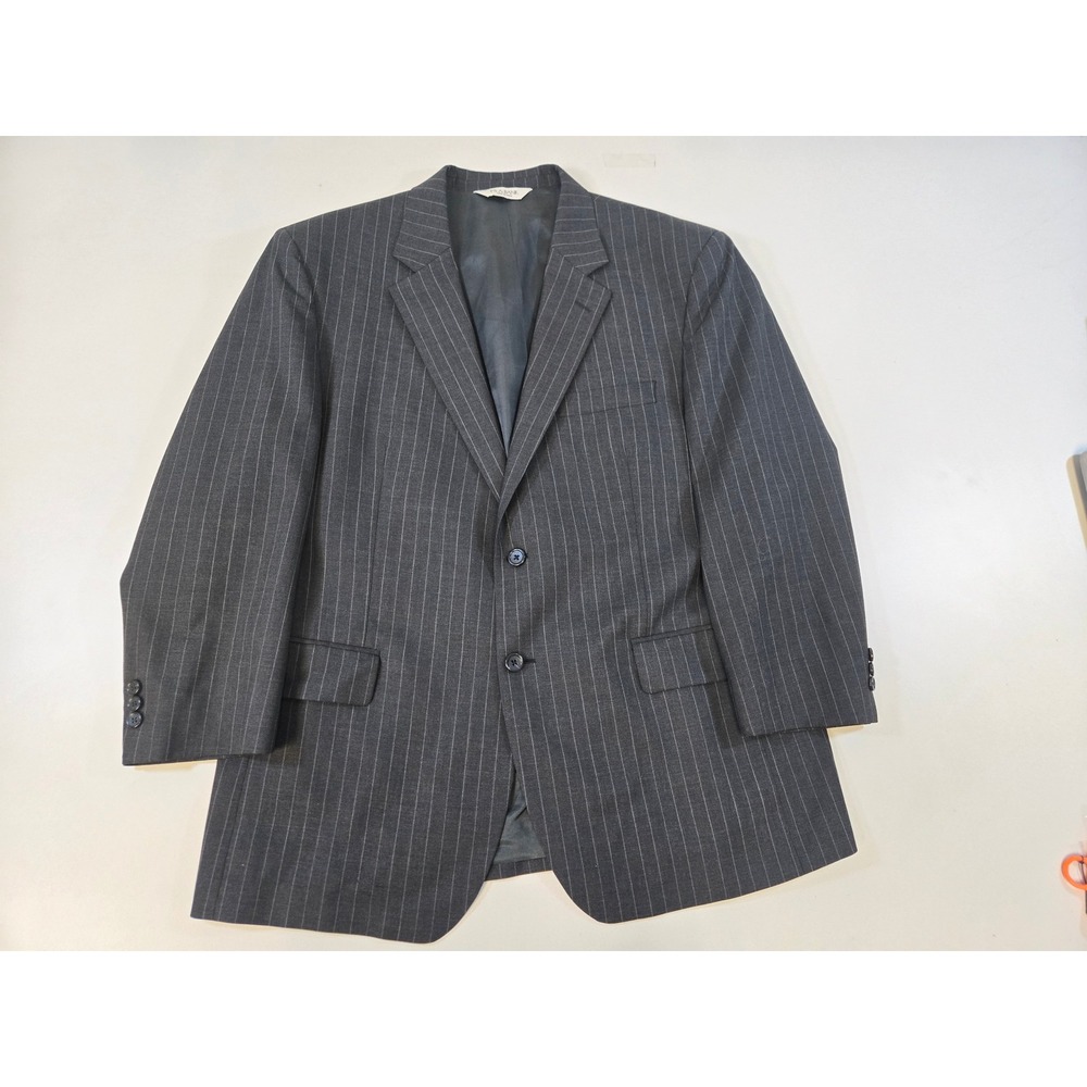 Jos. A. Bank Mens 44S Blazer Charcoal Gray Pinstripe Wool 2 Button Suit Jacket